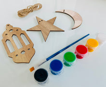 Load image into Gallery viewer, Paint Your Own Lantern Star Moon Banner |  Wood Ramadan Eid Banner
